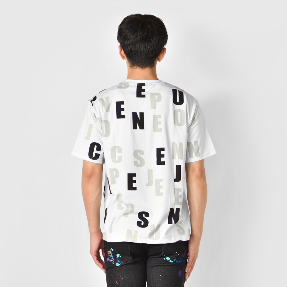 Tシャツ メンズ 半袖 ロゴ プリント クルーネック 総柄 派手 春夏秋 ゴルフウエア ストリート系 サーフ系 モード系 オラオラ系 白 黒 ホワイト ブラック M L XL | EVOLUTION | 09