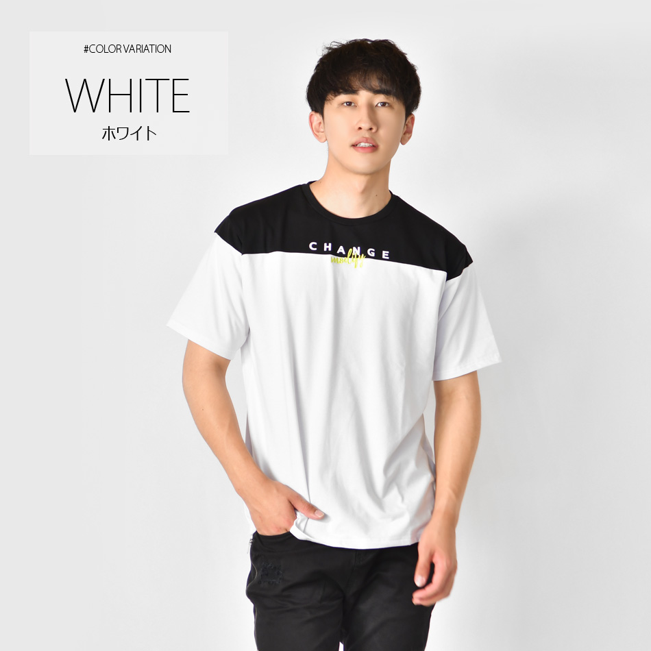 Tシャツ メンズ 半袖 ロゴ プリント 刺繍 クルーネック 春夏秋 ストリート サーフ モード系 ビター系 オラオラ系 ゴルフウエア 白 黒 ホワイト ブラック M L XL | EVOLUTION | 04