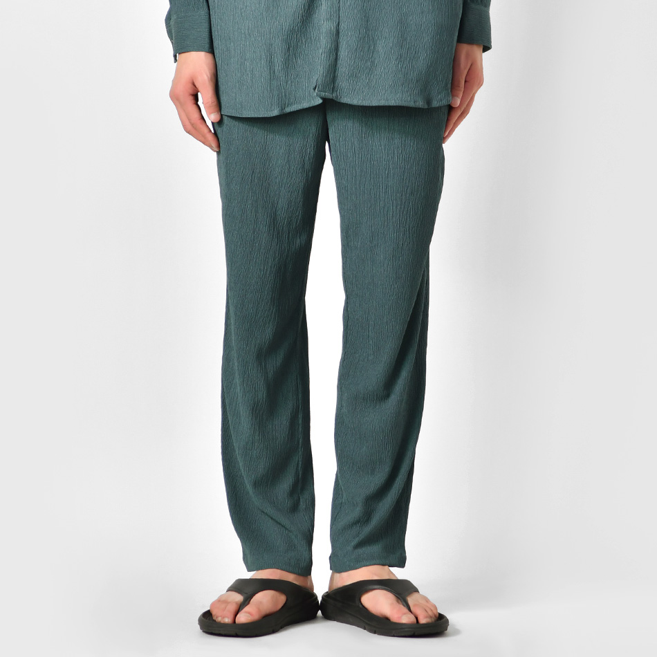 パンツ メンズ イージーパンツ テーパードパンツ 薄手 セットアップ(別売) 楊柳 春夏秋 モード 韓国ファッション アイボリー グリーン ブラック 白 黒 M L XL | EVOLUTION | 15