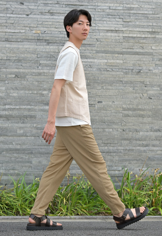 パンツ メンズ イージーパンツ テーパードパンツ 薄手 セットアップ(別売) 楊柳 春夏秋 モード 韓国ファッション アイボリー グリーン ブラック 白 黒 M L XL | EVOLUTION | 10