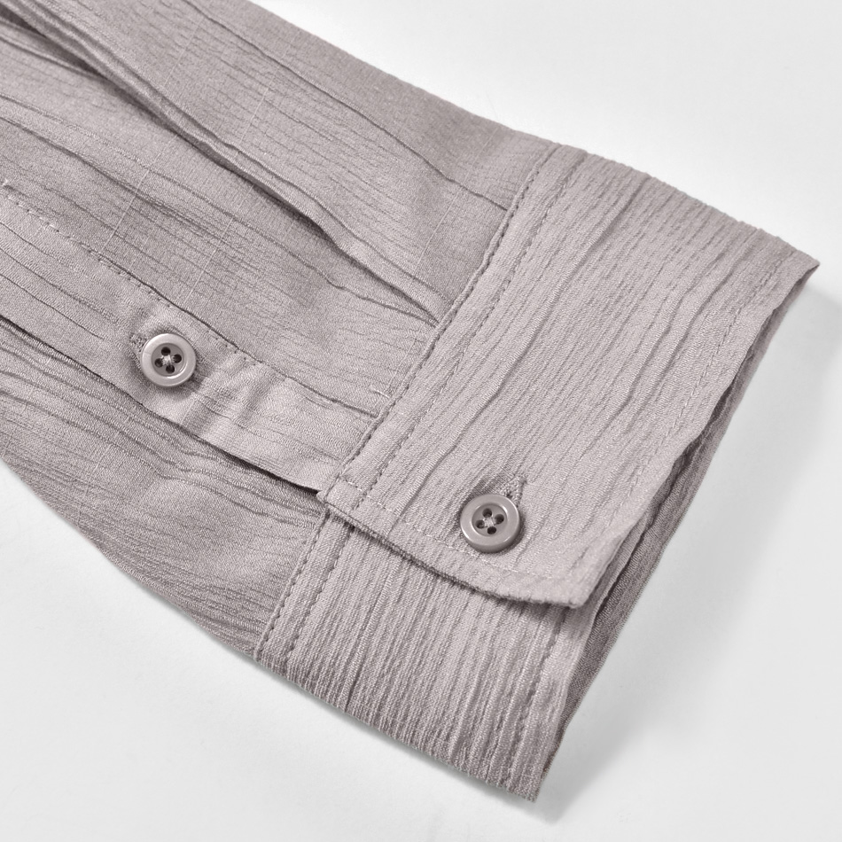 カジュアルシャツ メンズ 薄手 7分袖 涼しい 楊柳 レギュラーカラー 春夏秋 モード系 韓国ファッション ホワイト グレー ブラック 白 黒 M L XL LL 2L | EVOLUTION | 16