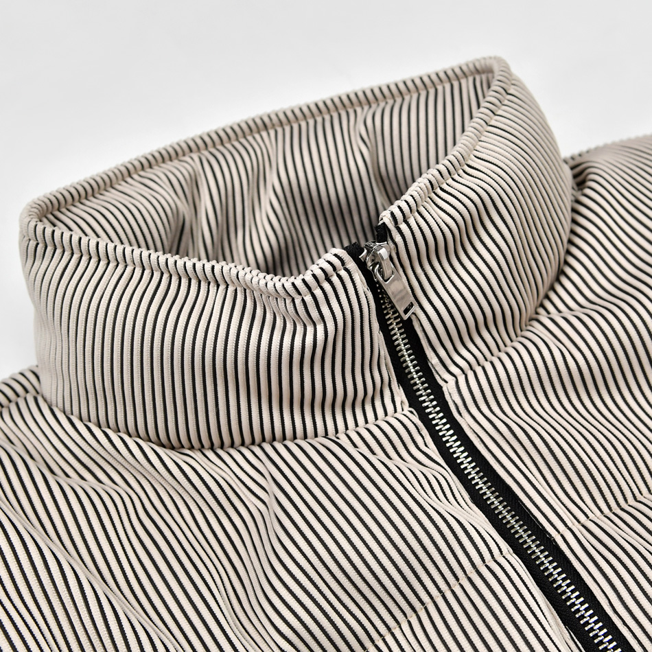 ダウンジャケット メンズ パフジャケット 高機能中綿 FELLEX 秋冬 モード系 韓国系 ストリート系 オラオラ系 ビター系 ストライプ プリーツ 黒 ベージュ M L XL | EVOLUTION | 09