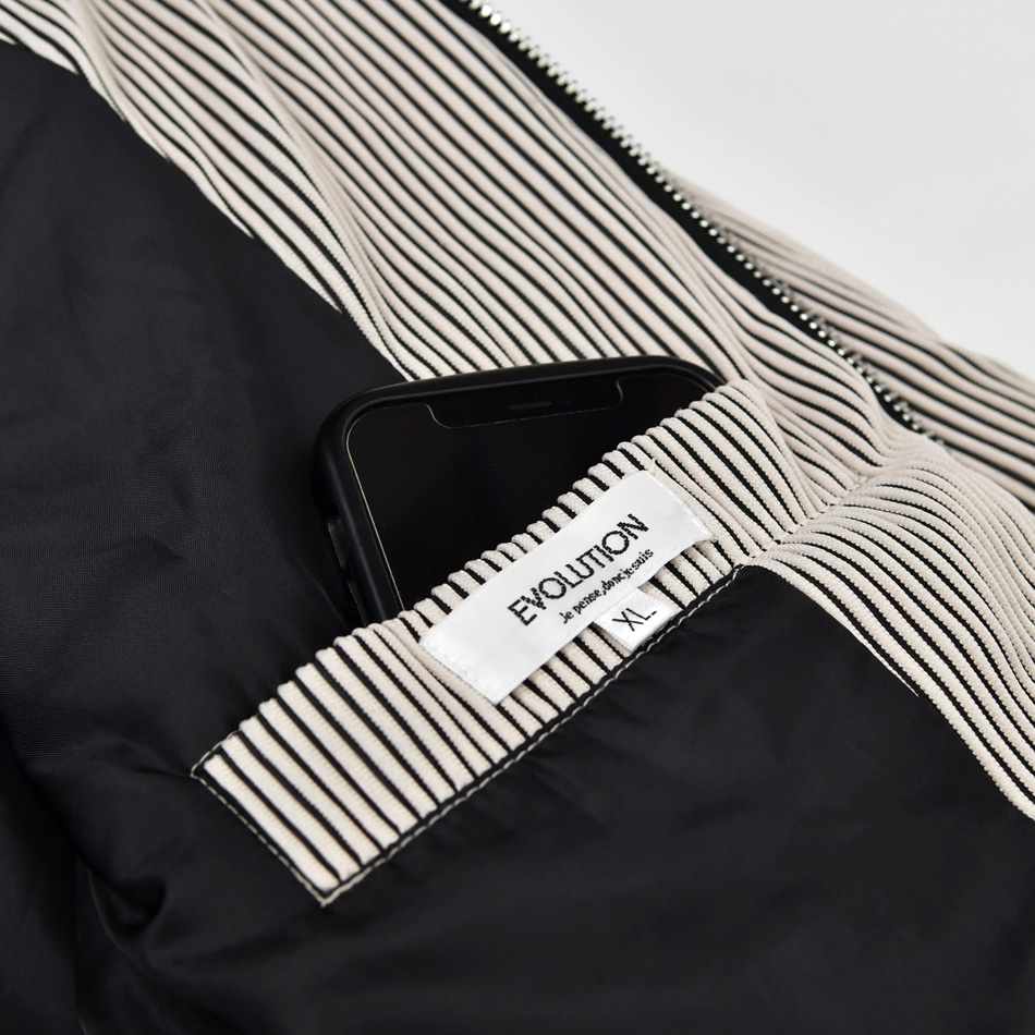 ダウンジャケット メンズ パフジャケット 高機能中綿 FELLEX 秋冬 モード系 韓国系 ストリート系 オラオラ系 ビター系 ストライプ プリーツ 黒 ベージュ M L XL | EVOLUTION | 12