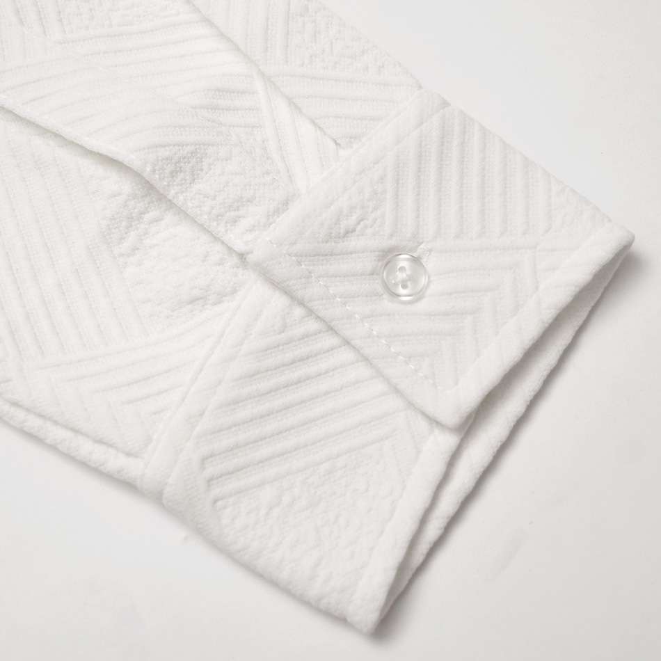 カジュアルシャツ メンズ 長袖 無地 ストレッチ 織柄 総柄 春秋冬 細め タイト 綺麗め シンプル モード 韓国ファッション ホワイト ブラック 白 黒 M L XL LL 2L | EVOLUTION | 12