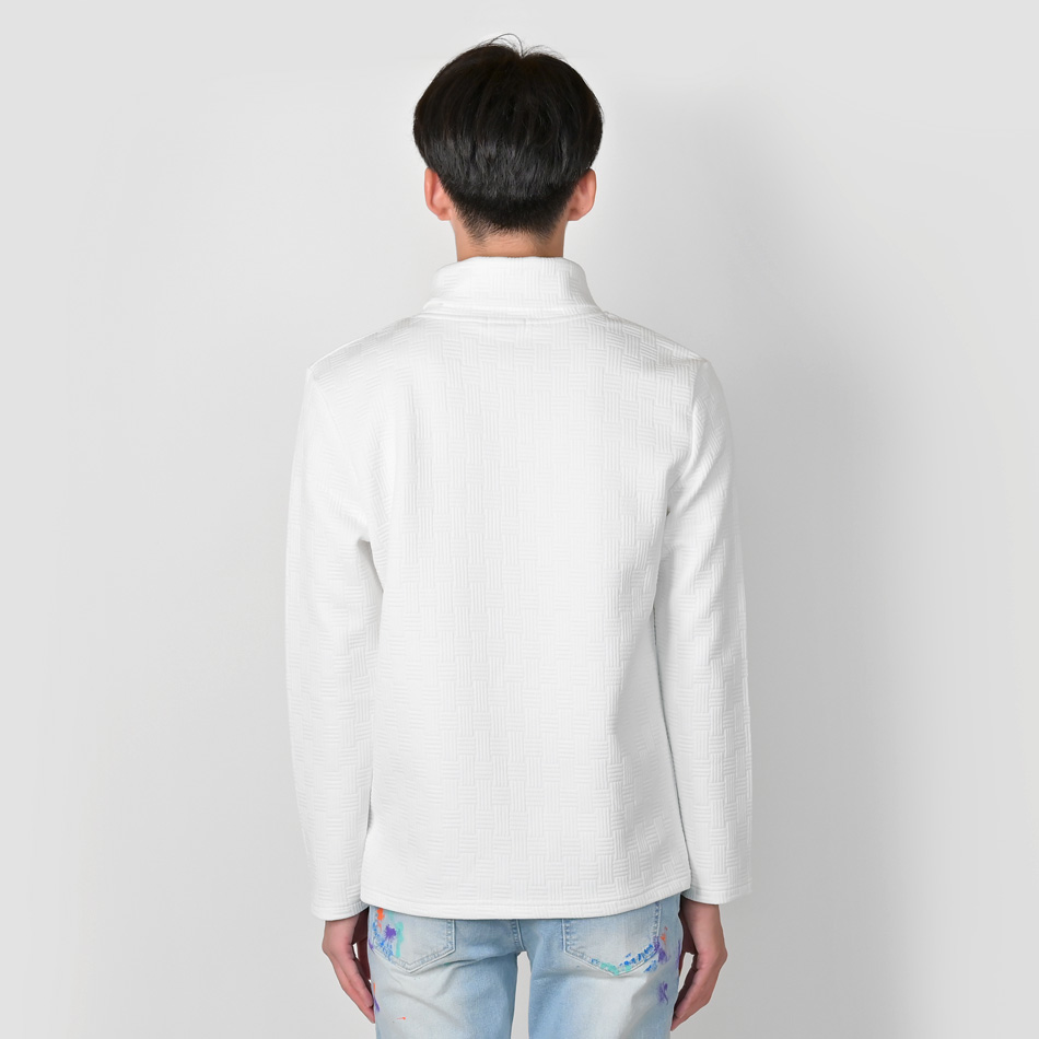 タートル メンズ 長袖 無地 ロンT 長袖Tシャツ 春秋冬 織柄 総柄 綺麗め シンプル モード系 韓国 お兄系 オラオラ系 ホワイト ブラック 白 黒 M L XL | EVOLUTION | 09