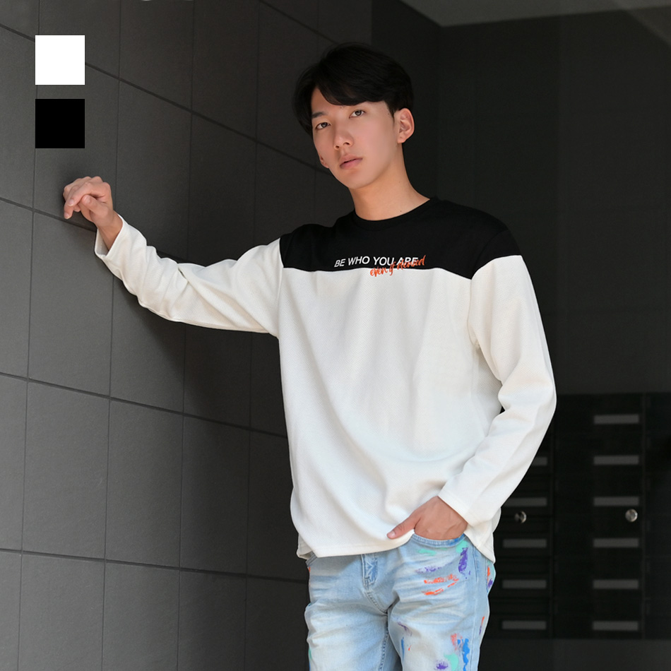 長袖Tシャツ メンズ 長袖 織柄 総柄 無地 ロンT クルーネック 晴秋冬 モード系 ストリート系 サーフ系 お兄系 オラオラ系 ホワイト ブラック 白 黒 M L XL | EVOLUTION