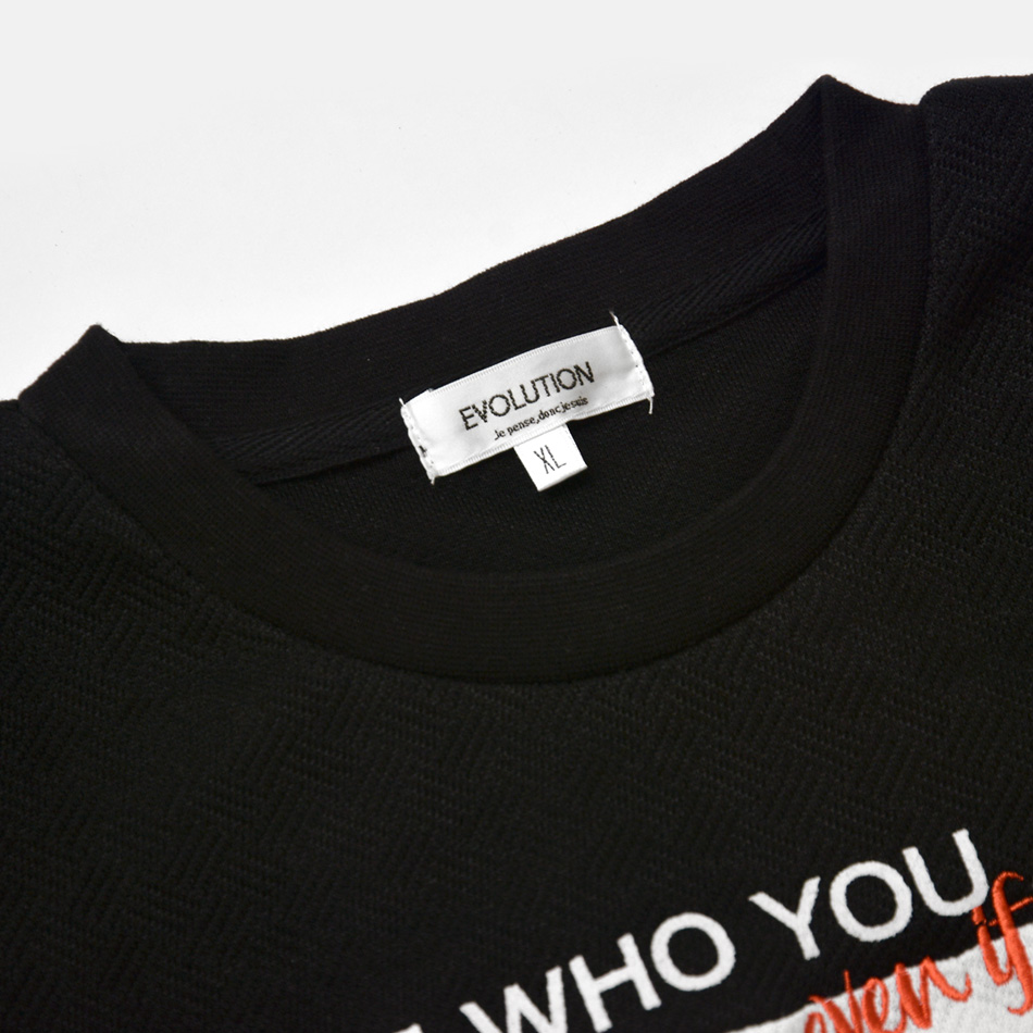 長袖Tシャツ メンズ 長袖 織柄 総柄 無地 ロンT クルーネック 晴秋冬 モード系 ストリート系 サーフ系 お兄系 オラオラ系 ホワイト ブラック 白 黒 M L XL | EVOLUTION | 10