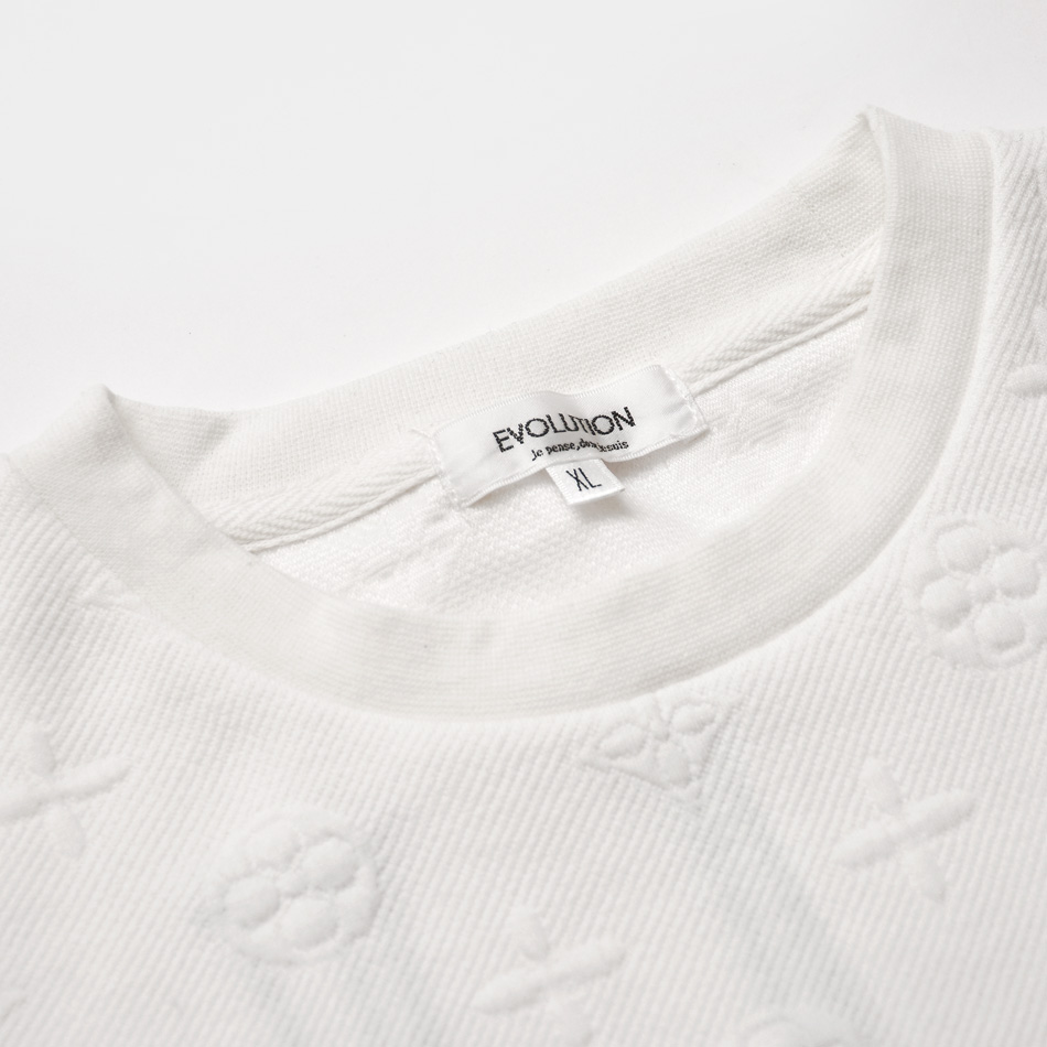 長袖Tシャツ メンズ ロンT 長袖 春秋冬 織柄 総柄 刺繍 ストリート系 サーフ系 モード系 韓国ファッション オラオラ系 ビター系 ホワイト ブラック 白 黒 M L XL | EVOLUTION | 11