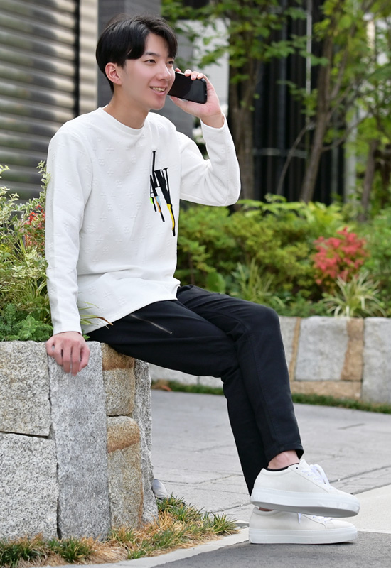 長袖Tシャツ メンズ ロンT 長袖 春秋冬 織柄 総柄 刺繍 ストリート系 サーフ系 モード系 韓国ファッション オラオラ系 ビター系 ホワイト ブラック 白 黒 M L XL | EVOLUTION | 05