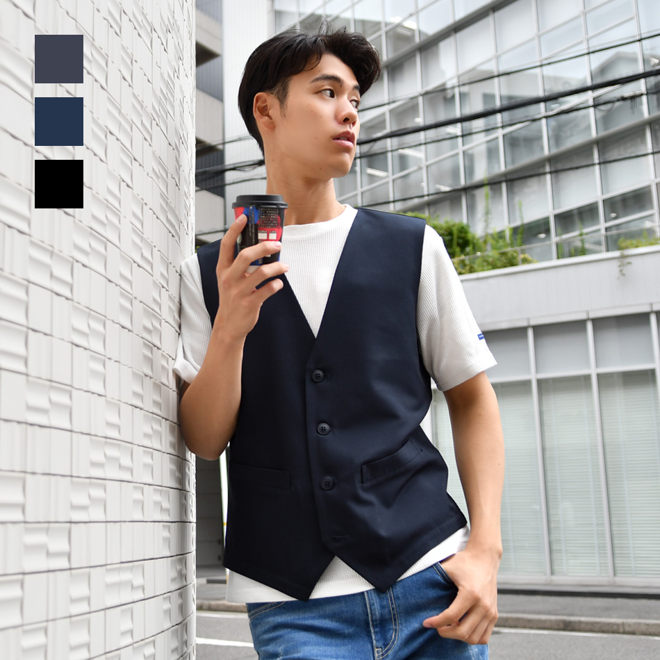 ベスト メンズ ジレ スーツ 紺 黒 ストレッチ カジュアル ビジネス 大きいサイズ 小さいサイズ 春 秋 オールシーズン 入学式 結婚式 卒業式 成人式 34106 | 