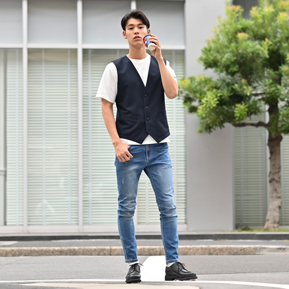 ベスト メンズ ジレ スーツ 紺 黒 ストレッチ カジュアル ビジネス 大きいサイズ 小さいサイズ 春 秋 オールシーズン 入学式 結婚式 卒業式 成人式 34106 |  | 10