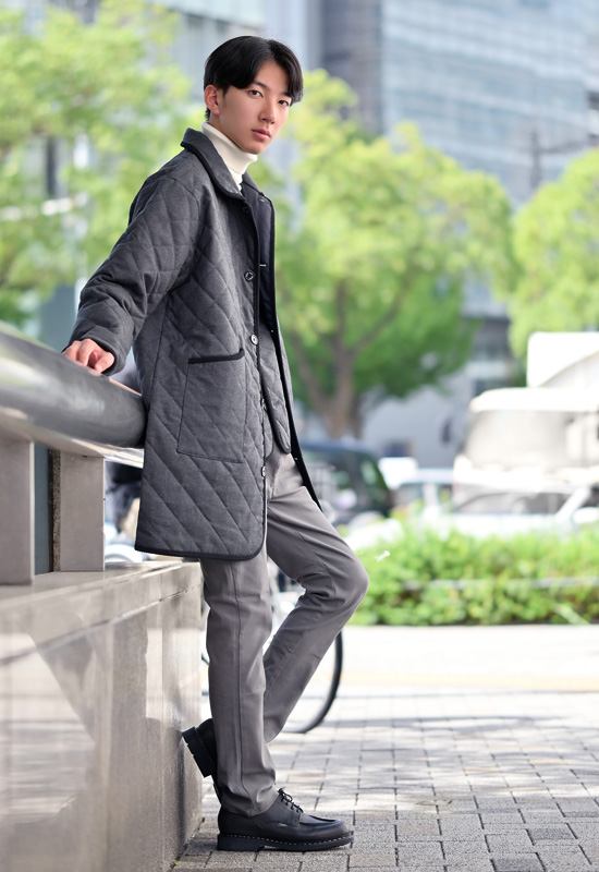 キルティングコート メンズ ステンカラー ダウンコート 中綿 綺麗め カジュアル 撥水加工 大きいサイズ ネイビー チャコール ブラック 紺 黒 M L 2L 3L 34532 | EVOLUTION | 10