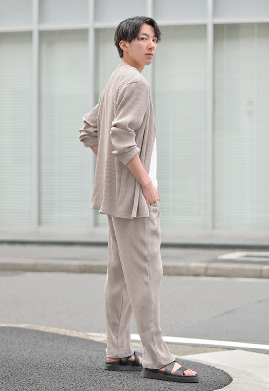 イージーパンツ メンズ リラックスパンツ プリーツ ストレッチ ユニセックス 春秋冬 ビター系 韓国ファッション 白 黒 ベージュ ブラック ブラウン M L XL | EVOLUTION | 11