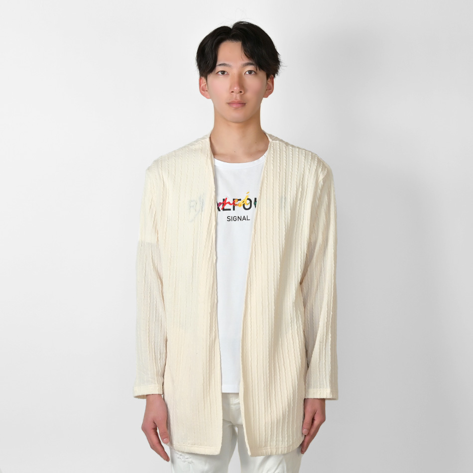 カーディガン メンズ サマーニット ロングカーディガン 薄手 長袖 春夏秋 ユニセックス モード 韓国系 綺麗め 黒 アイボリー カーキ ブラック M L XL | EVOLUTION | 11