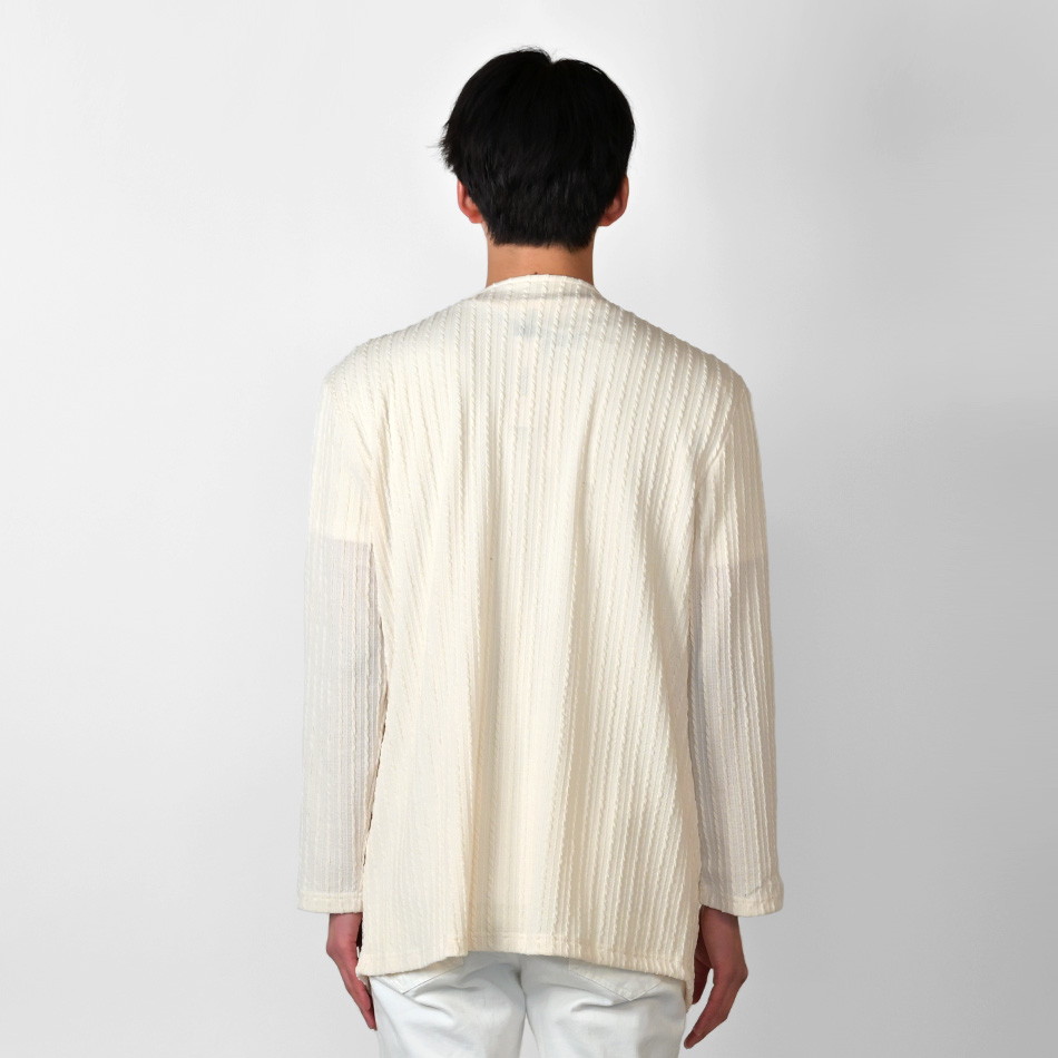 カーディガン メンズ サマーニット ロングカーディガン 薄手 長袖 春夏秋 ユニセックス モード 韓国系 綺麗め 黒 アイボリー カーキ ブラック M L XL | EVOLUTION | 12