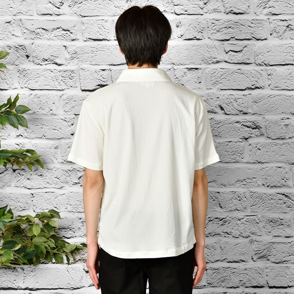 ポロシャツ メンズ 半袖ポロシャツ 無地 楊柳 総柄 ショールカラー 夏 ゴルフ シンプル 綺麗め モード 白 黒 アイボリー グリーン ブラック M L XL LL 2L | EVOLUTION | 15