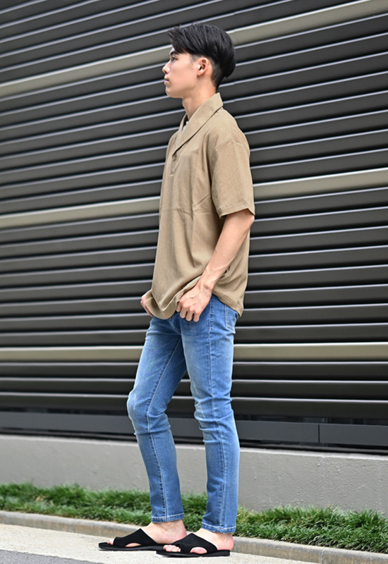 ポロシャツ メンズ 半袖ポロシャツ 無地 楊柳 総柄 ショールカラー 夏 ゴルフ シンプル 綺麗め モード 白 黒 アイボリー グリーン ブラック M L XL LL 2L | EVOLUTION | 09