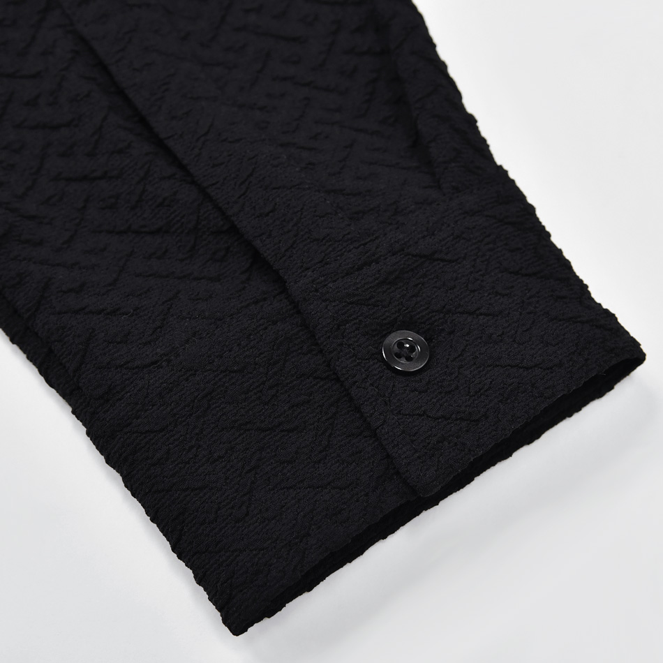 シャツ メンズ カジュアルシャツ 春夏秋 ジャガード ランダムサッカー 速乾 長袖 タイト 細め ホワイト ブラック 白 黒 M L XL LL 2L | EVOLUTION | 13