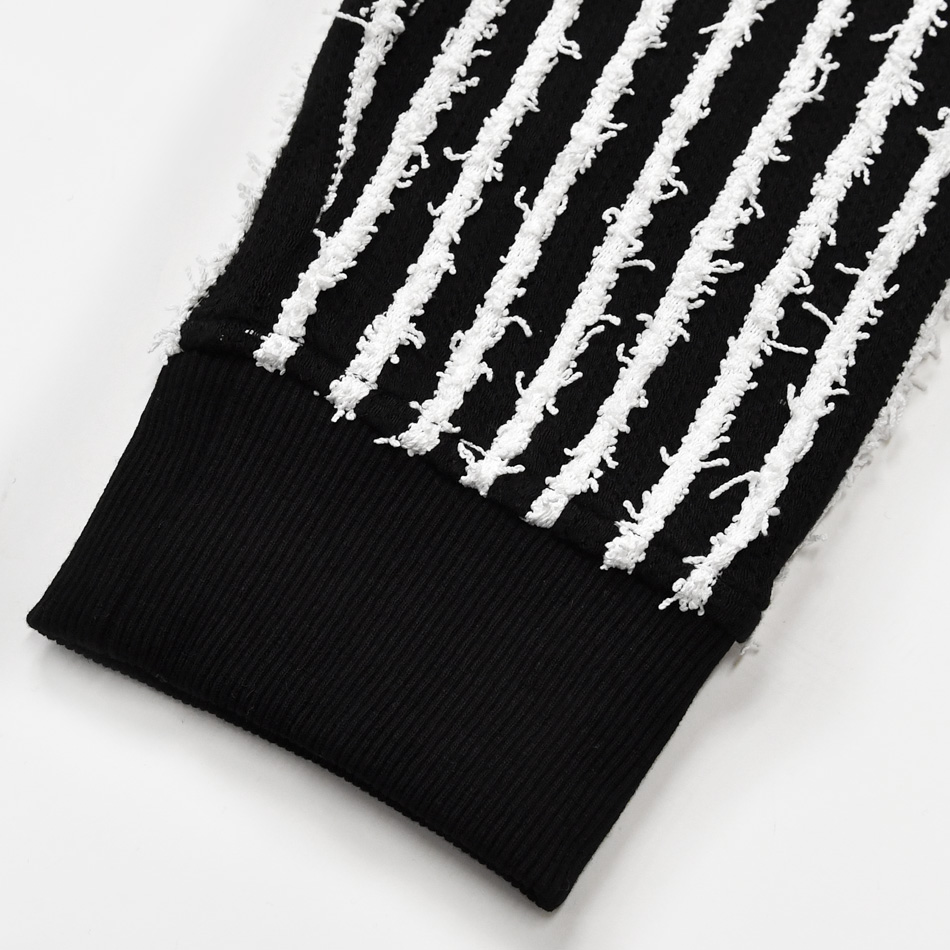 パーカー メンズ ジップアップ ストライプ フリンジ 春夏秋 セットアップ(別売) 韓国ファッション サーフ系 オラオラ系 白 黒 ホワイト ブラック M L XL | EVOLUTION | 13