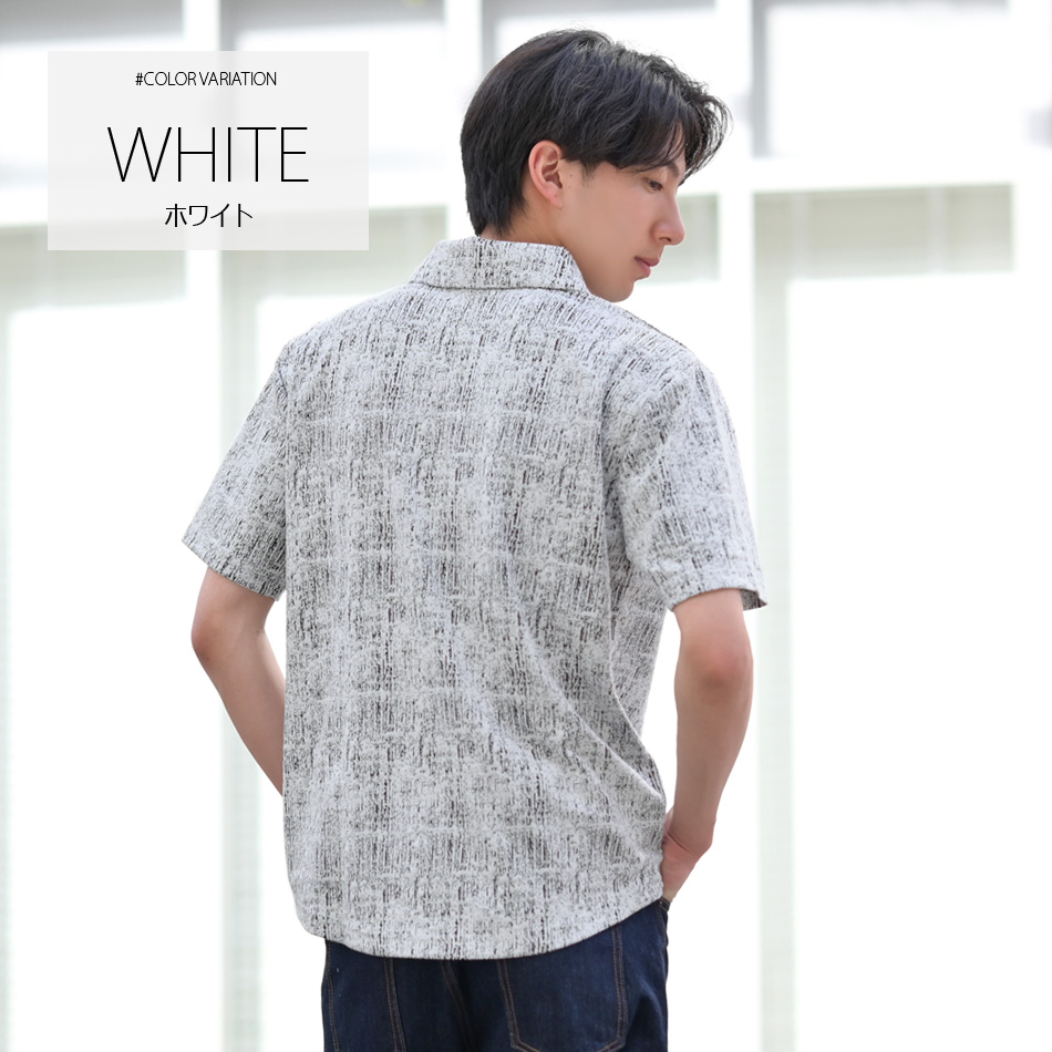 ポロシャツ メンズ 半袖 ショールカラー ジャガード 総柄 春夏秋 ゴルフウエア モード系 オラオラ系 黒 グレー ネイビー ブラック M L XL LL 2L | EVOLUTION | 05