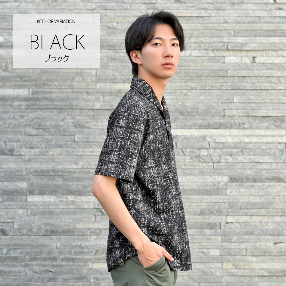 ポロシャツ メンズ 半袖 ショールカラー ジャガード 総柄 春夏秋 ゴルフウエア モード系 オラオラ系 黒 グレー ネイビー ブラック M L XL LL 2L | EVOLUTION | 02