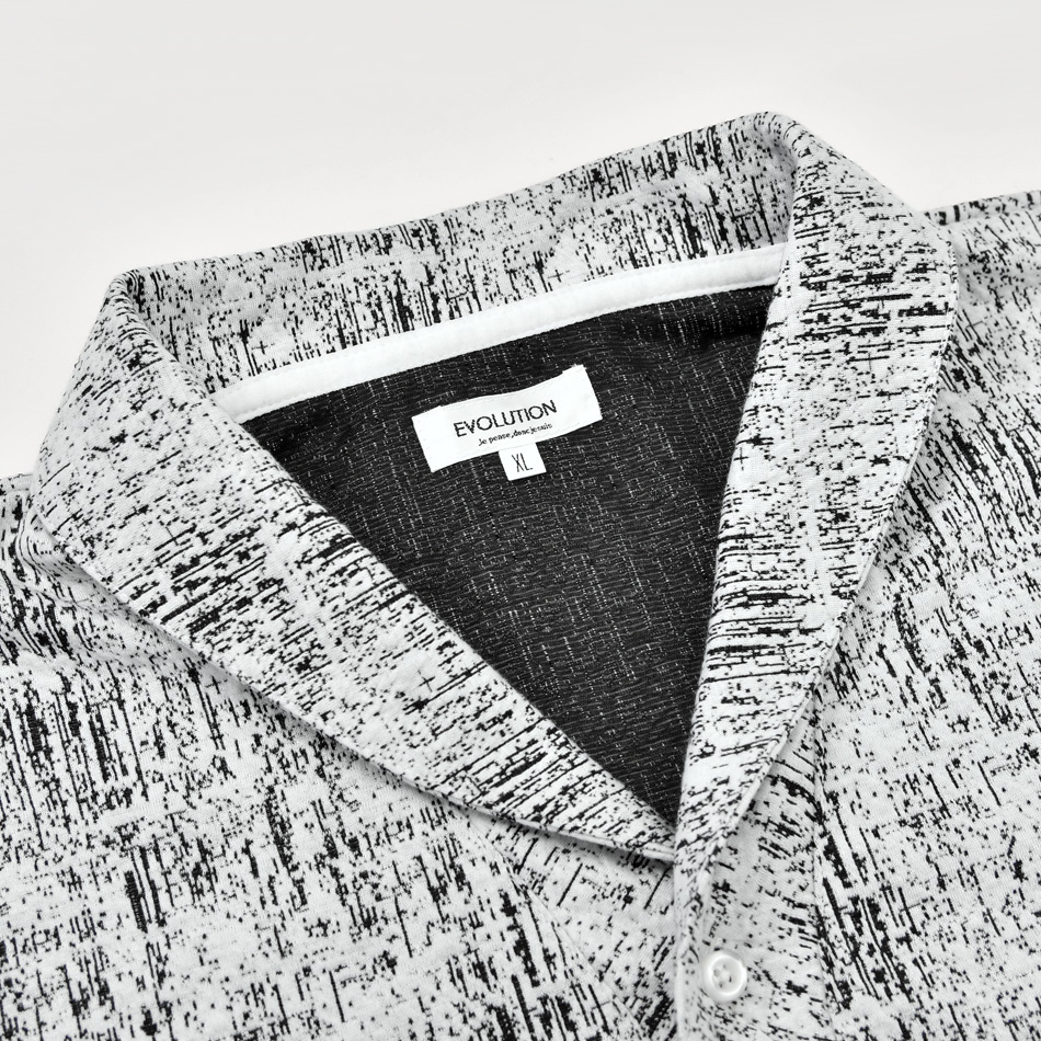 ポロシャツ メンズ 半袖 ショールカラー ジャガード 総柄 春夏秋 ゴルフウエア モード系 オラオラ系 黒 グレー ネイビー ブラック M L XL LL 2L | EVOLUTION | 11