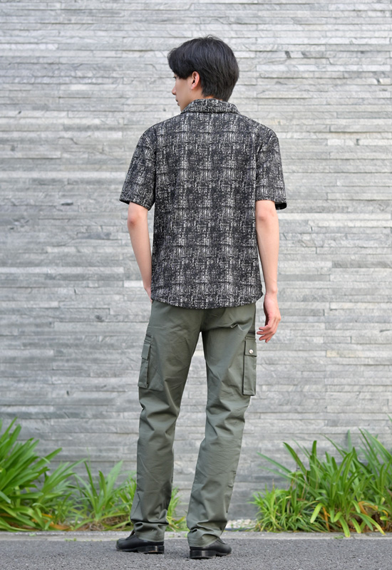 ポロシャツ メンズ 半袖 ショールカラー ジャガード 総柄 春夏秋 ゴルフウエア モード系 オラオラ系 黒 グレー ネイビー ブラック M L XL LL 2L | EVOLUTION | 08