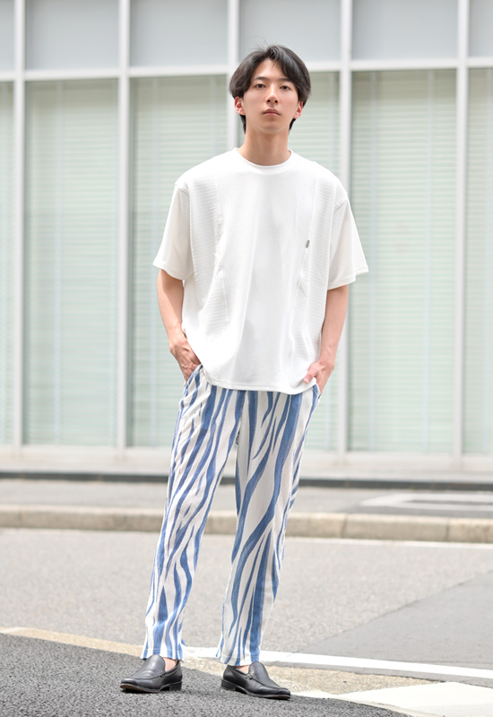 Tシャツ メンズ 半袖 無地 ビッグシルエット 春夏秋 ジムウエア トレーニングウエア ホワイト オレンジ ネイビー ブラック 白 黒 ジャガード ドッキング M L XL | EVOLUTION | 09