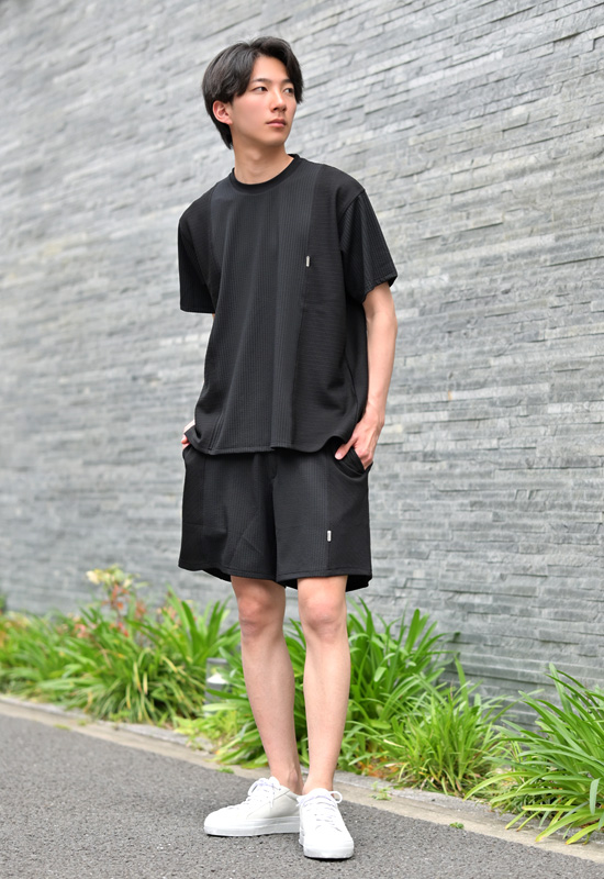 ハーフパンツ メンズ ショートパンツ ハーパン 無地 総額 春夏 ストリート系 膝丈 膝上丈 ホワイト オレンジ ネイビー ブラック 白 黒 ジャガード M L XL | EVOLUTION | 15