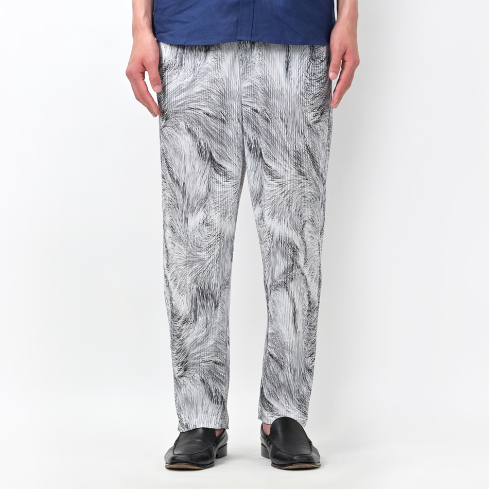 イージーパンツ メンズ テーパードパンツ 薄手 総柄 プリーツ ストレッチ 春秋冬 ビター系 韓国ファッション 韓国系 モード系 黒 ブルー ホワイト ブラック M L | EVOLUTION | 14