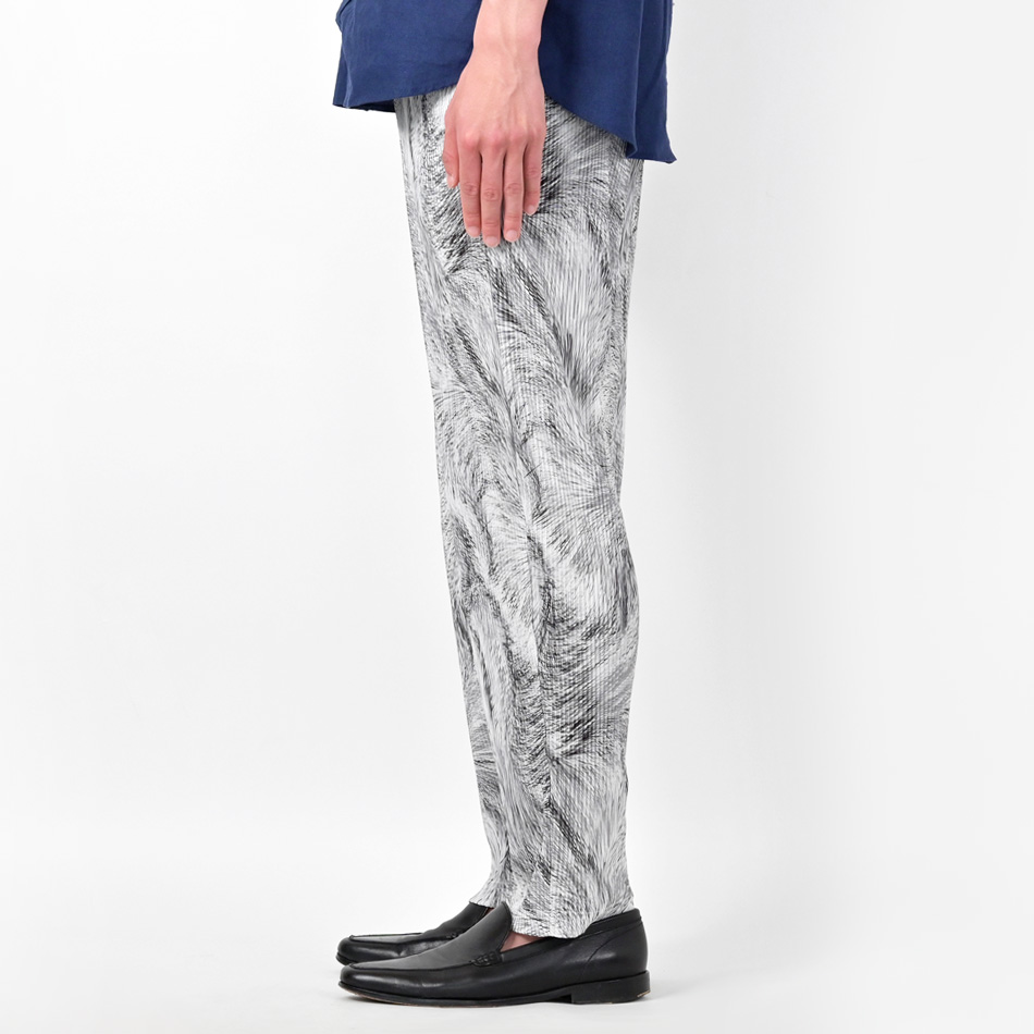 イージーパンツ メンズ テーパードパンツ 薄手 総柄 プリーツ ストレッチ 春秋冬 ビター系 韓国ファッション 韓国系 モード系 黒 ブルー ホワイト ブラック M L | EVOLUTION | 15