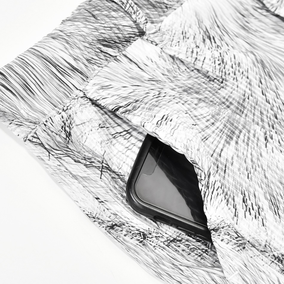 イージーパンツ メンズ テーパードパンツ 薄手 総柄 プリーツ ストレッチ 春秋冬 ビター系 韓国ファッション 韓国系 モード系 黒 ブルー ホワイト ブラック M L | EVOLUTION | 20