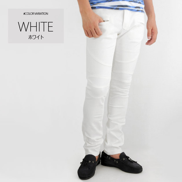 ジーンズ メンズ バイカーズ M L XL 2L 30 31 32 白 黒 青 ホワイト ブラック ストレッチ ユーズド ウォッシュ バイカーパンツ EVOLUTION エイチケー 41595 | EVOLUTION | 01