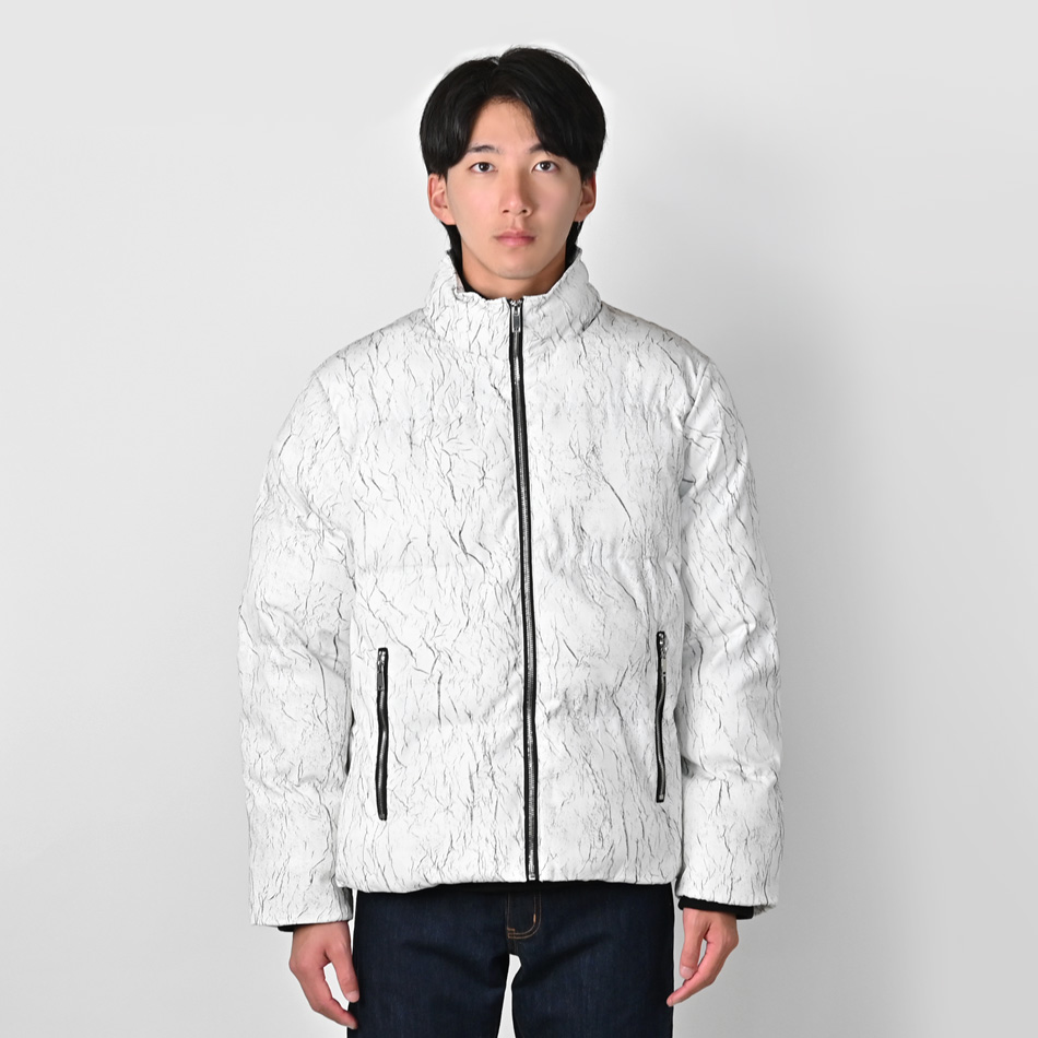 ダウンジャケット メンズ 中綿 エコダウン sorona 高機能中綿 暖かい 総柄 モード系 韓国ファッション 白 黒 ホワイト ブラック M L XL LL 2L | EVOLUTION | 09