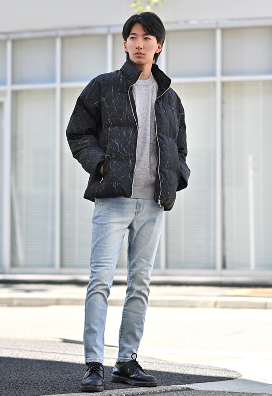 ダウンジャケット メンズ 中綿 エコダウン sorona 高機能中綿 暖かい 総柄 モード系 韓国ファッション 白 黒 ホワイト ブラック M L XL LL 2L | EVOLUTION | 08