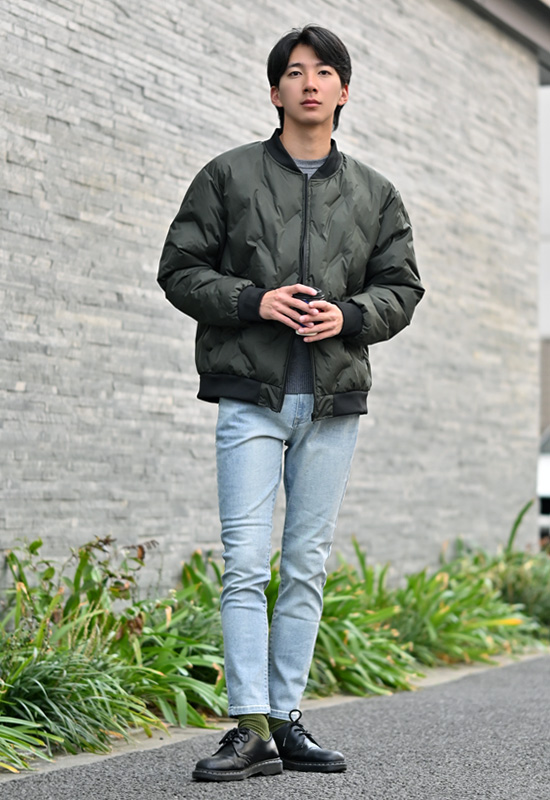 MA1ジャケット メンズ ダウンジャケット シームレス 秋冬 撥水加工 中綿 ダウン入り アウトドア ミリタリー モード 白 黒 ホワイト カーキ ブラック M L XL | EVOLUTION | 09