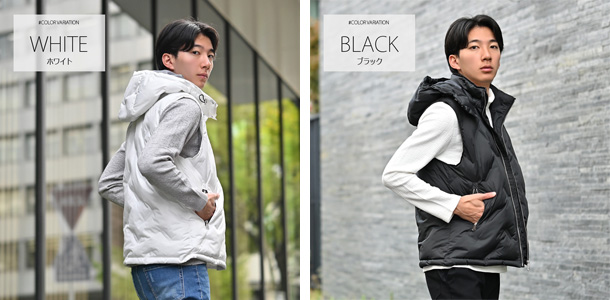 ダウンベスト メンズ シームレス 撥水加工 秋冬 フード取り外し可 無地