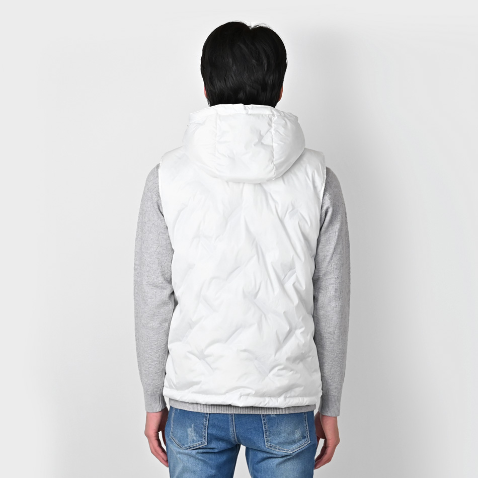 ダウンベスト メンズ シームレス 撥水加工 秋冬 フード取り外し可 無地 モード アウトドア サーフ 暖かい 軽い 細身 タイト 白 黒 ホワイト ブラック M L XL |  | 10