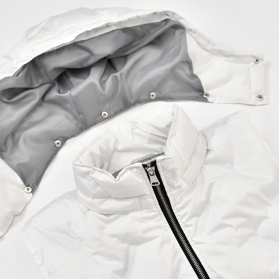 ダウンベスト メンズ シームレス 撥水加工 秋冬 フード取り外し可 無地 モード アウトドア サーフ 暖かい 軽い 細身 タイト 白 黒 ホワイト ブラック M L XL |  | 12