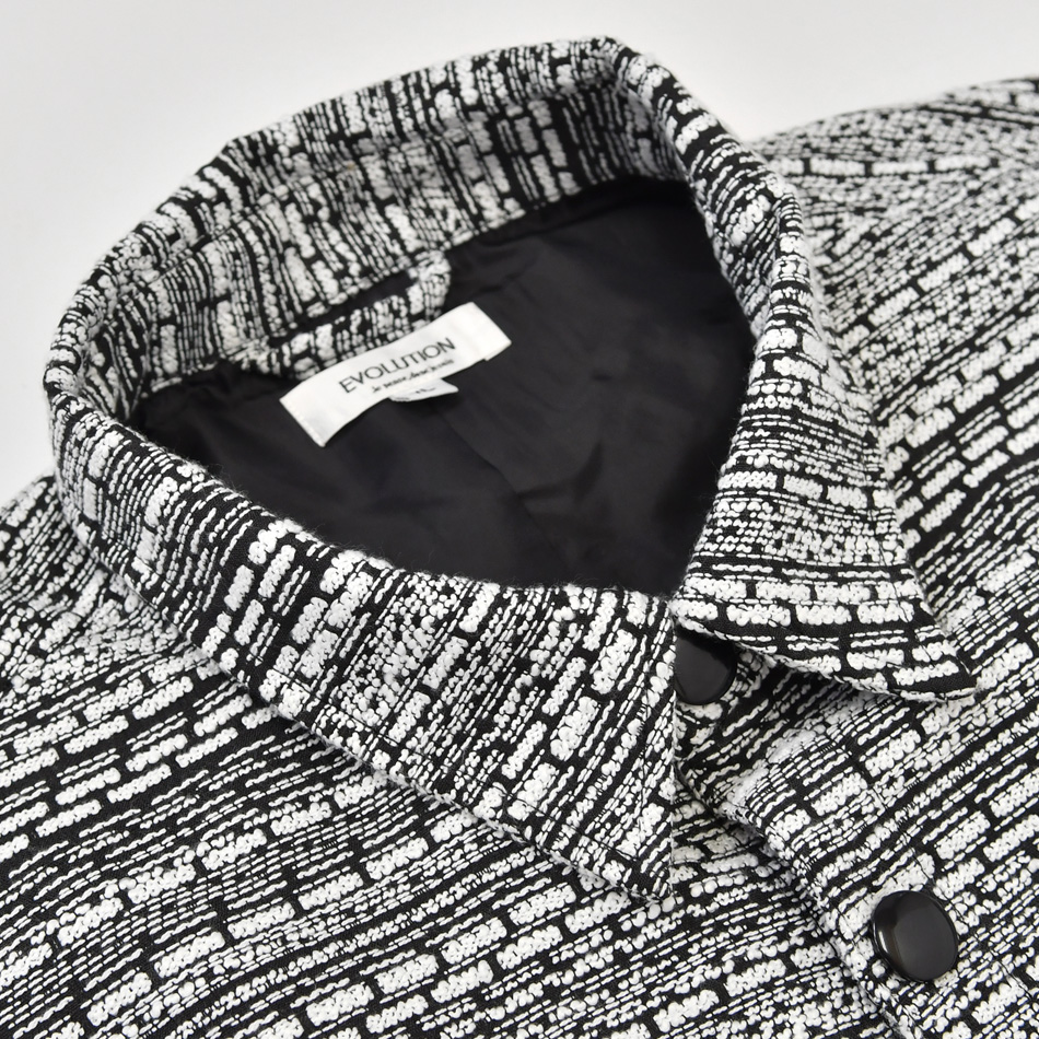 シャツジャケット メンズ ツイードジャケット ワークジャケット シャツアウター 裏地あり 総裏 綺麗め お洒落 春秋冬 モード系 大人 黒 グレー ブラック M L XL | EVOLUTION | 11