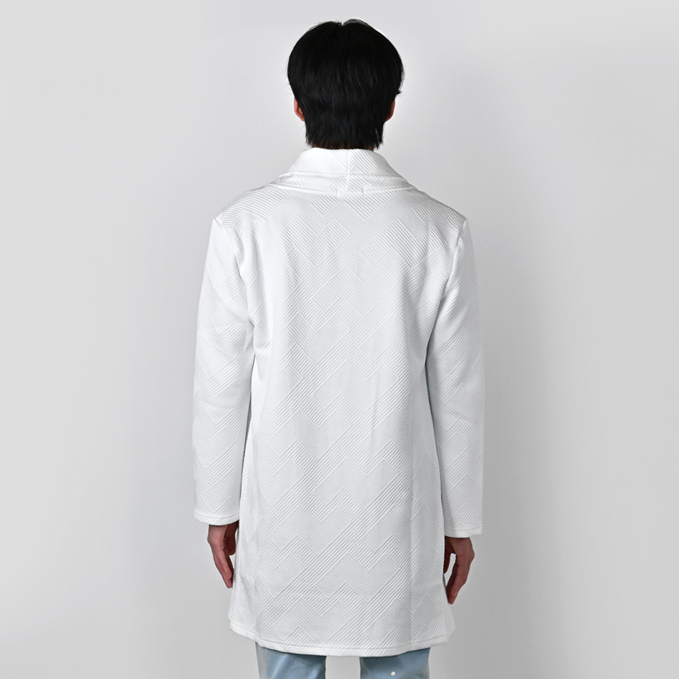 ロングカーディガン メンズ カーデ ロング ジャガード 無地 長袖 春秋冬 厚め 白 黒 ホワイト ベージュ ブラック ジャガード 織柄 M L XL LL 2L | EVOLUTION | 12