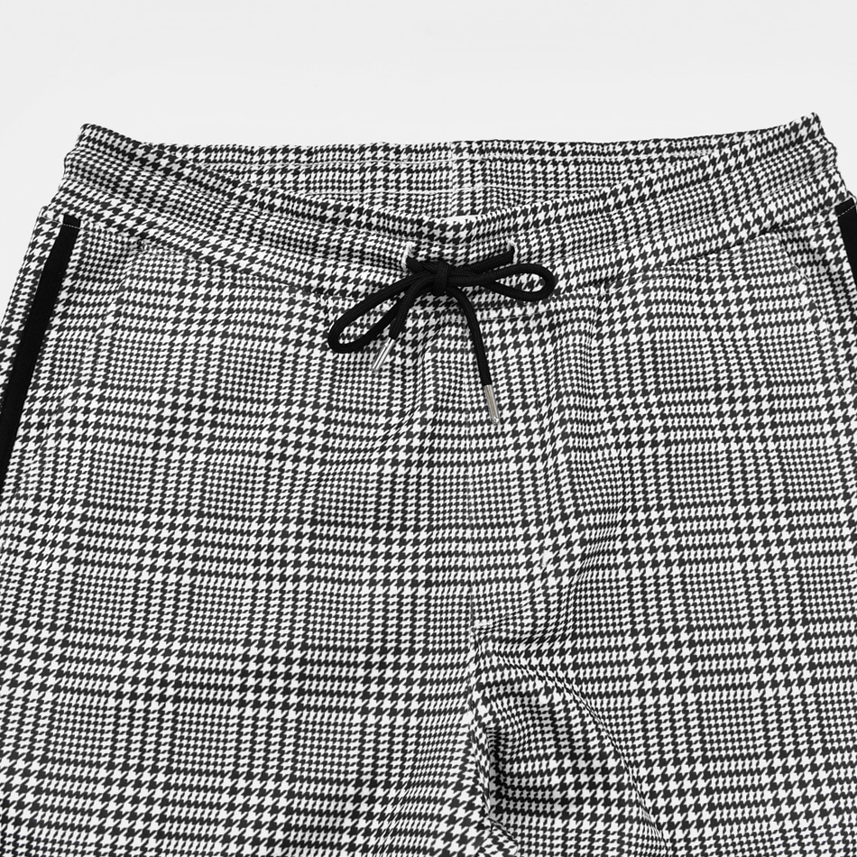 イージーパンツ メンズ テーパードパンツ ストレッチ ライン スリム チェック 韓国ファッション モード 黒 グレー チャコール ブラウン グレンチェック M L XL | EVOLUTION | 17