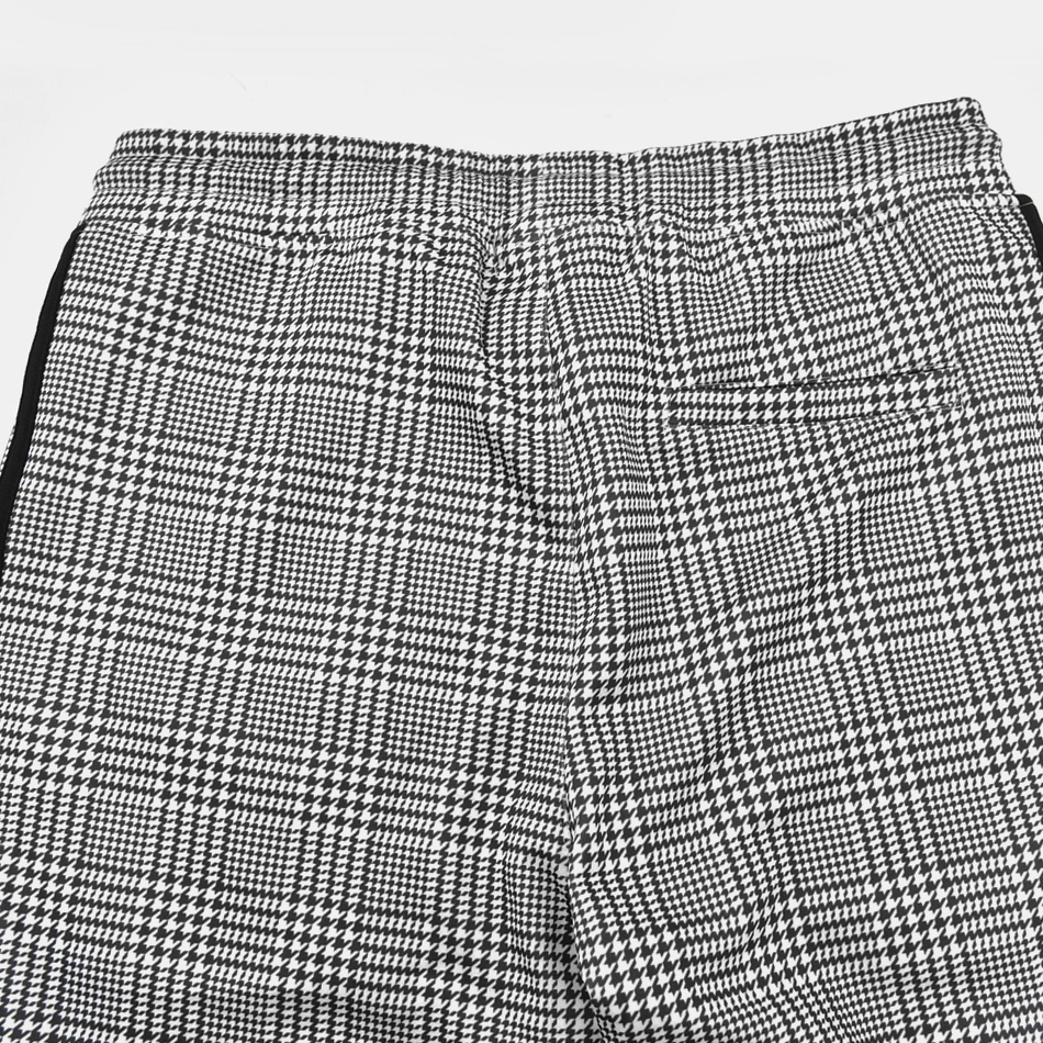 イージーパンツ メンズ テーパードパンツ ストレッチ ライン スリム チェック 韓国ファッション モード 黒 グレー チャコール ブラウン グレンチェック M L XL | EVOLUTION | 18