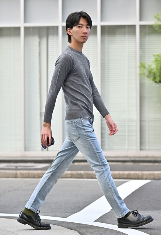 ニット メンズ セーター クルーネック ミドルゲージ 無地 ゴルフウエア ビジネス モード系 韓国ファッション 紺 黒 グレー ネイビー ブラック 無地 M L XL | EVOLUTION | 09