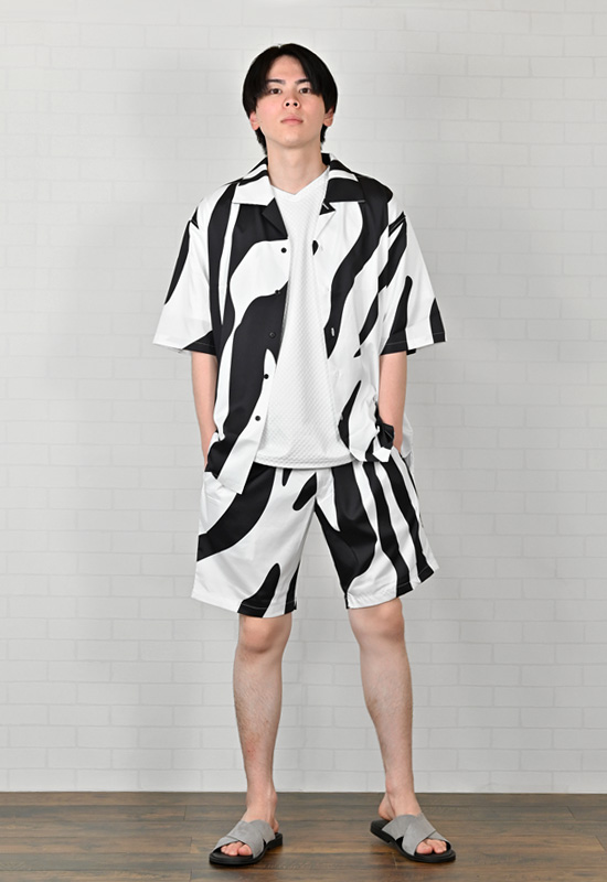 ハーフパンツ メンズ ショートパンツ セットアップ(別売) 白 黒 ホワイト ブラック グリーン 豹柄 ゼブラ ペイズリー サーフ M L XL LL 2L 51236 51238 51240 |  | 12