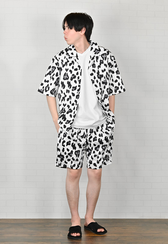 ハーフパンツ メンズ ショートパンツ セットアップ(別売) 白 黒 ホワイト ブラック グリーン 豹柄 ゼブラ ペイズリー サーフ M L XL LL 2L 51236 51238 51240 |  | 18