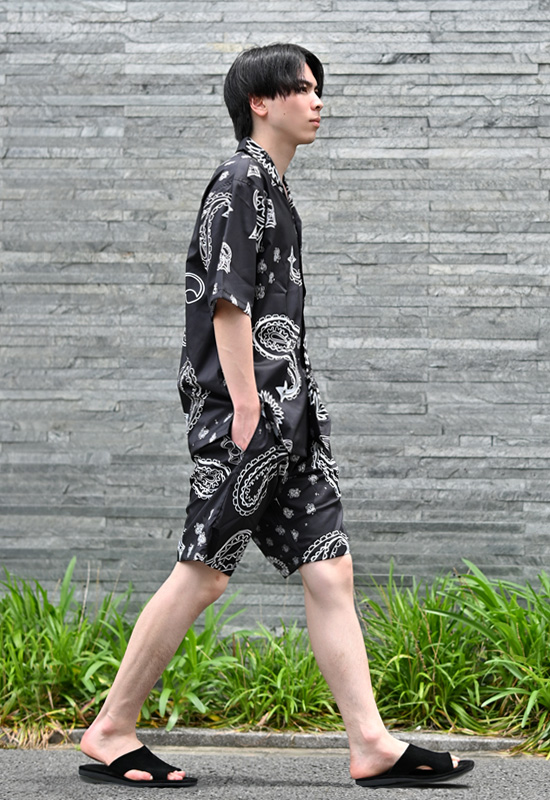 ハーフパンツ メンズ ショートパンツ セットアップ(別売) 白 黒 ホワイト ブラック グリーン 豹柄 ゼブラ ペイズリー サーフ M L XL LL 2L 51236 51238 51240 |  | 26