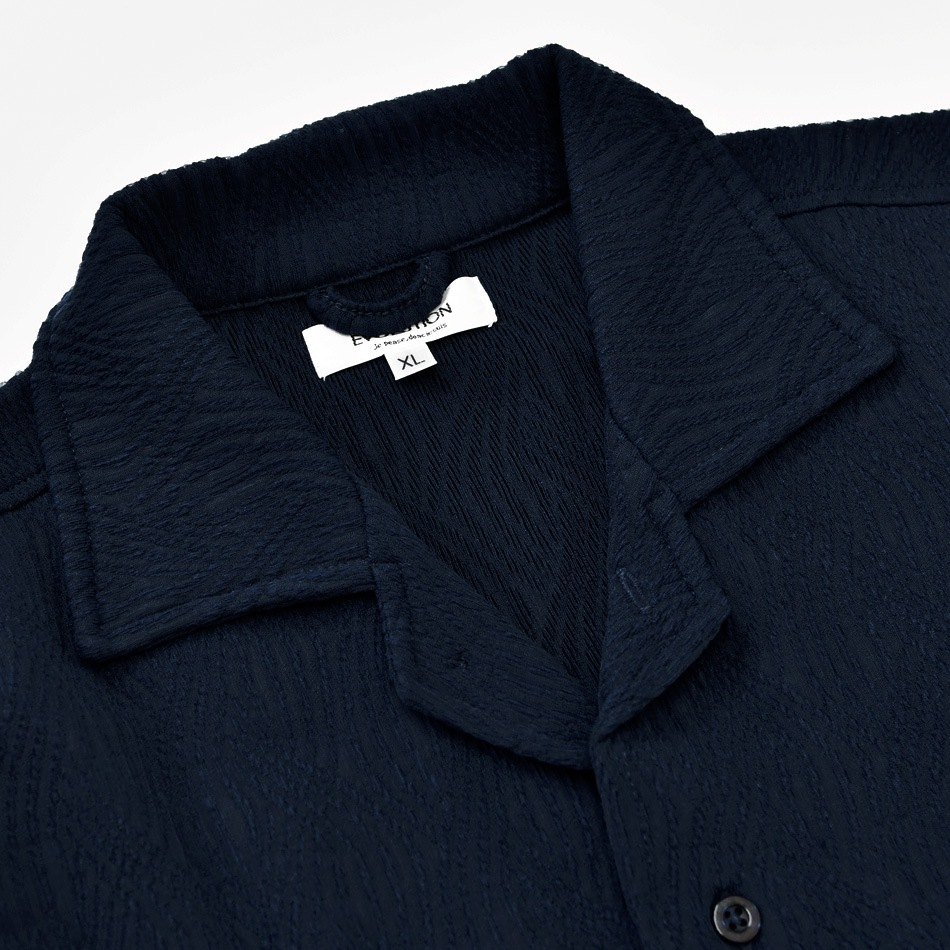 カジュアルシャツ メンズ 半袖 開襟シャツ 無地 ジャガード シンプル セットアップ(別売) 白 紺 黒 ホワイト ネイビー ブラック ジャガード M L XL LL 2L |  | 16