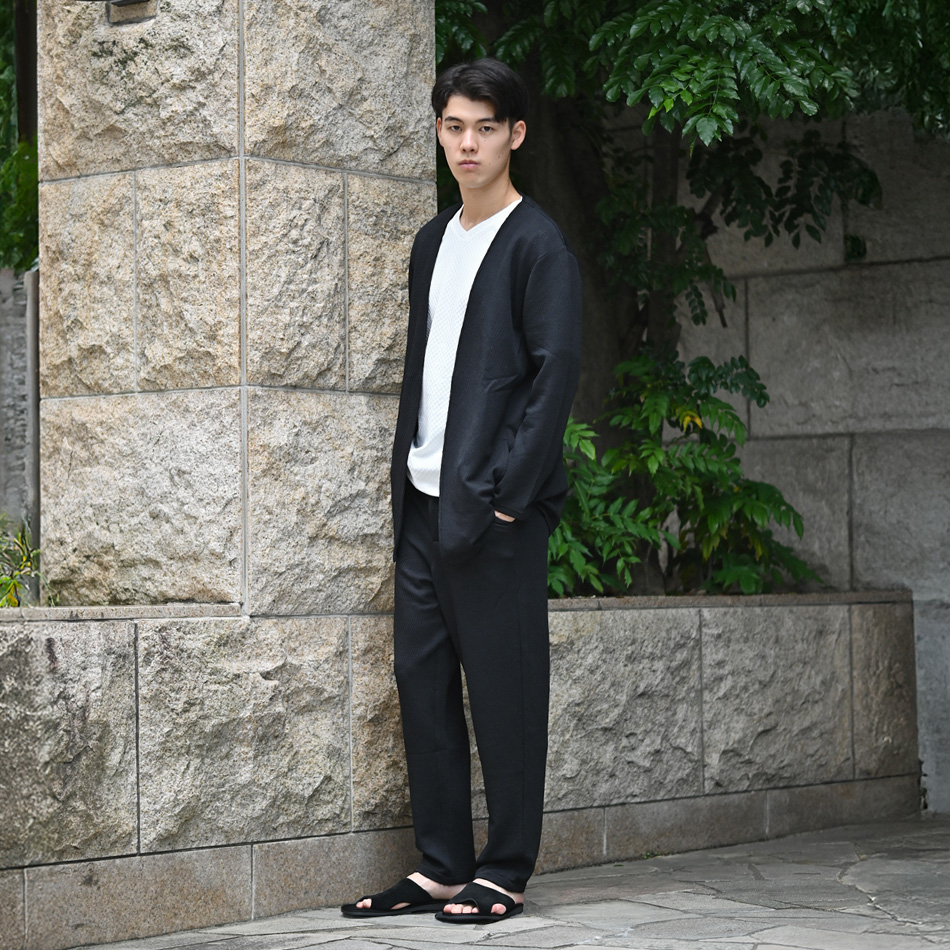 スラックス メンズ イージーパンツ テーパードパンツ サマーパンツ ジャガード ストレッチ セットアップ(別売) 白 紺 黒 ホワイト ネイビー ブラック M L XL |  | 12