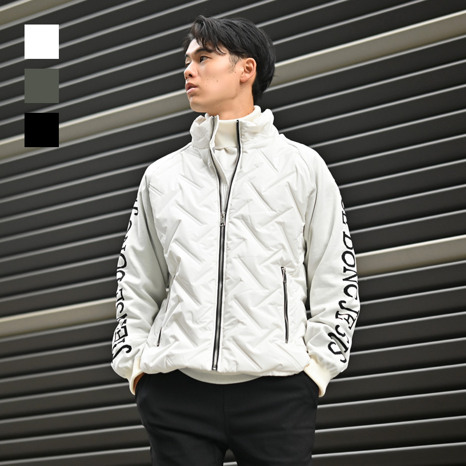 ダウンジャケット メンズ 機能中綿 シームレス ニットコンビ カジュアル ストリート 切替 暖かい 軽い ホワイト カーキ ブラック 白 黒 M L XL LL 2L | 